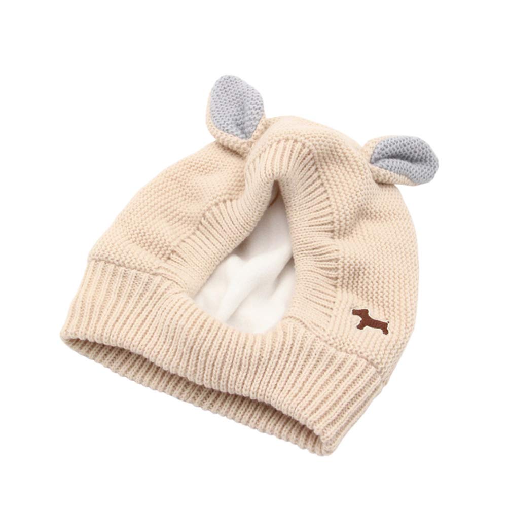 Balacoo Knitted Pet Hat Dog Rabbit Costume Funny Pet Cap Warm Winter Dog Hat Neck and Ear Warmer Snood for Dog Puppy Cat Kitten (Beige)