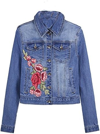 Moshow Women Jean Coats Denim Jacket Pencil Pants Embroidered Fashion Cowboy Suit Punk