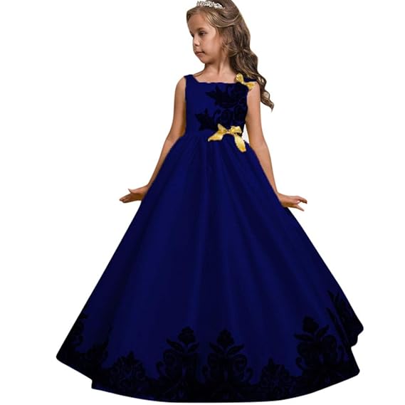 HLHN Brautjungfer Kleid Mädchen Ärmellos Prinzessin Pageant Tutu Festlich HochzeitKleid Abendkleid Partykleid