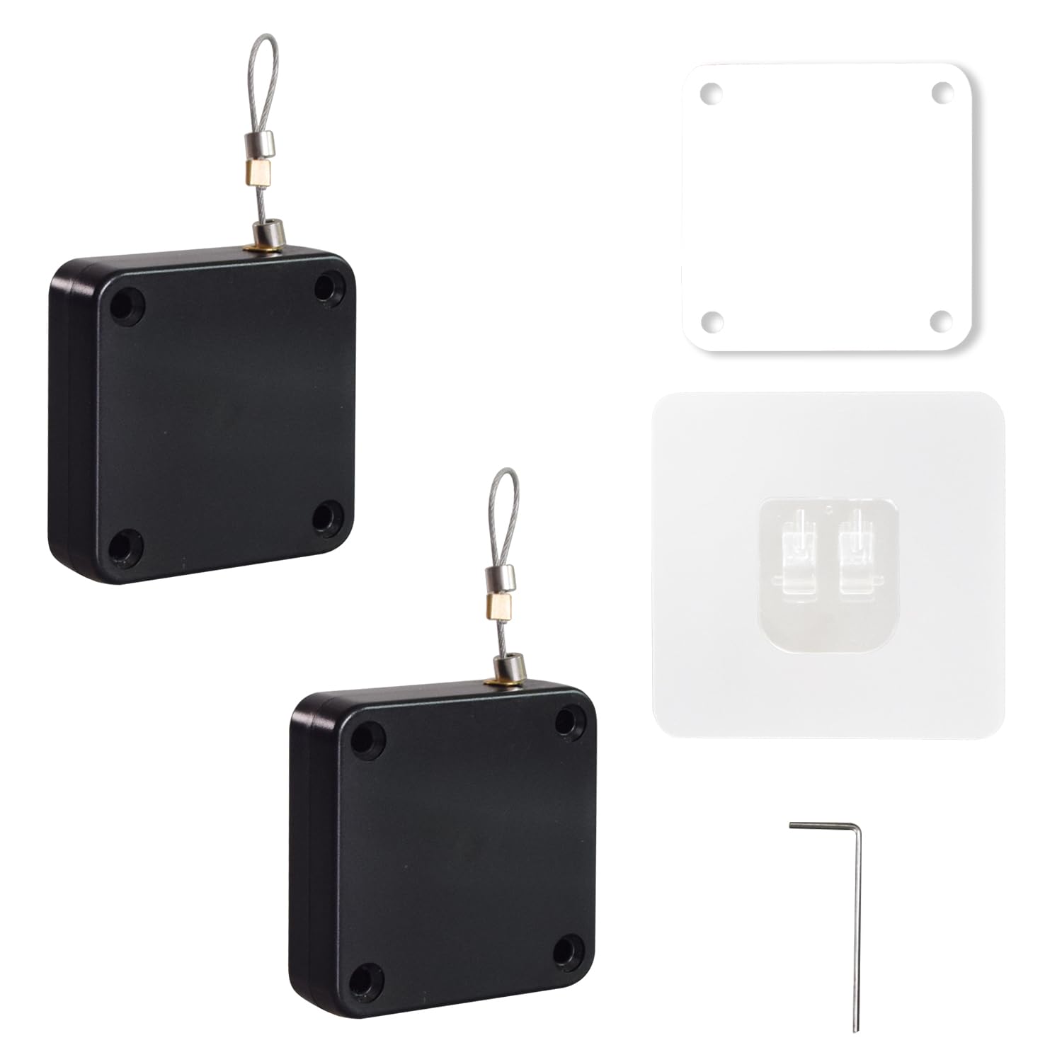 2 Pieces Punch-Free Automatic Door Closer, Automatic Door Closer with Tunnel Pull for Home, Office, Bedroom (Black) (500G)