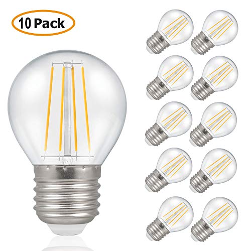 10 x E27 LED Light Bulb, 4W G45 LED Golf Ball Bulb, 40W Incandescent Bulb Equilavent, 470 Lumen 2700K Warm White ES Edison Screw Bulb, Non-Dimmable [Energy Class A++]