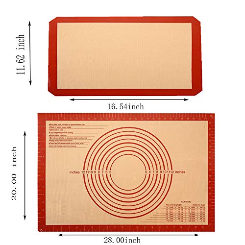 RDXHYF Silicone baking mats Set of 2（1 Large 1 Samll) Dough Rolling Pad