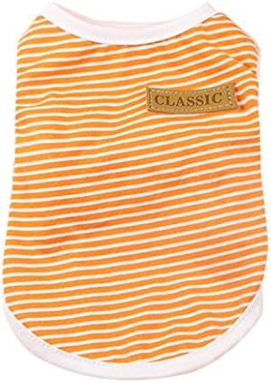 Pet T-shirt, Clearance! Tloowy Cotton Summer Pet Clothes Dog Cat Puppy Striped Vest Shirts Tank Top for Yorkshire Terrier Chihuahua (Orange, XS)