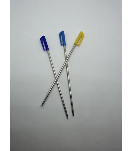 Stainless Steel Baaj Salai Classic – 3-Pack (5/6/7 Inch), Sikh Turban Needle / Sua / Silai, Crosshatch Grip, Corrosion Resistant, With Protective Case