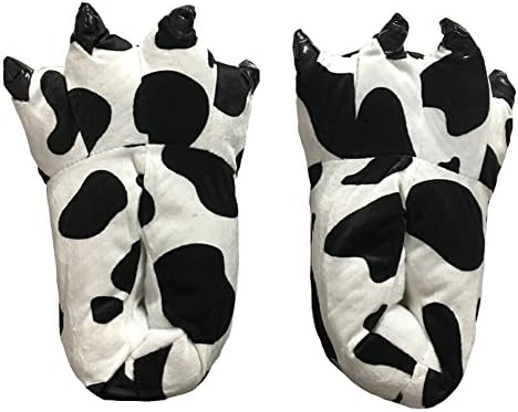 XIANIWTA Unisex Soft Paw Claw Home Slippers Animal Costume Shoes (Small(EUR28-35), Cow)