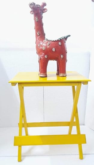 Detec Homze Wooden Portable Folding Table - Yellow Color - 54 X 45 X 48 cms