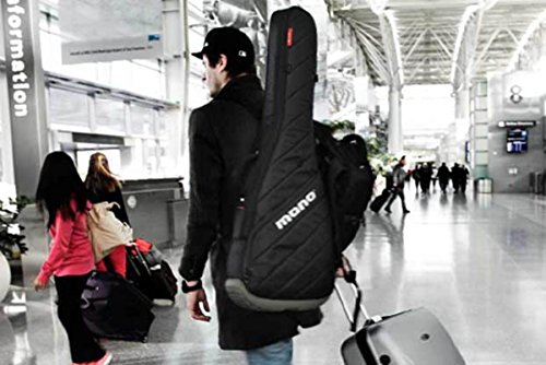Mono M80-VEB-BLK-U Vertigo Electric Bass Hybrid Guitar Case Gig Bag for Solidbody Bass Guitar with Carry Straps Bundle in Black with Clip On Guitar Tuner and Zorro Sounds Guitar Polishing Cloth