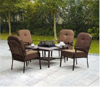 5 Piece Patio Conversation Set With Fire Pit Set Includes 1