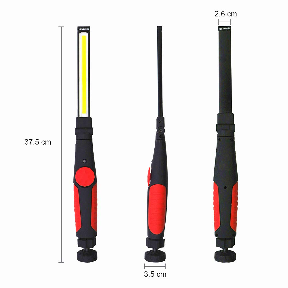 Newest USB Rechargeable Work Light, Peach Halves Cob Inspection Lamp With Magnetic Base&Rotary Switch, Portable Led Work Light For Car Repairing, Home Emergency, Workshop, Garage, Outdoor Camping(Red)