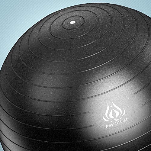 Forbidden Road Exercise Yoga Ball (4 Sizes, 4 Colors) 400 lbs Anti-Burst Slip-Resistant Yoga Balance Stability Swiss Ball for Fitness Exercise with Free Air Pump (Black, Diameter: 70-75cm)
