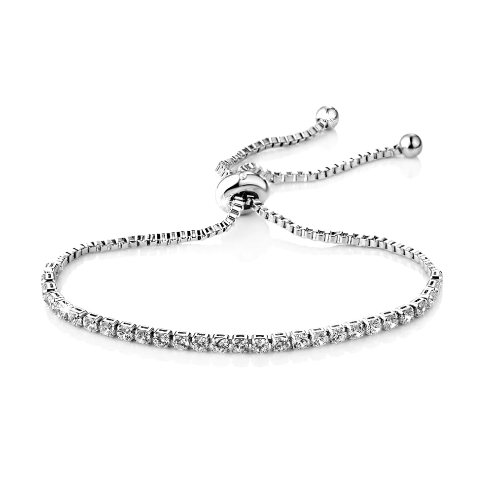Philip Jones Silver Plated Solitaire Friendship Slider Bracelet Created with Zircondia® Crystals