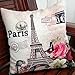 OJIA Retro Vintage Paris Eiffel Tower Home 18 X 18 Inch Cotton Linen Decorative Throw Cushion Cover / Pillow Sham