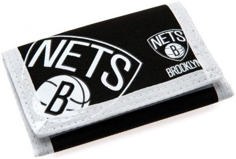 Brooklyn Nets Nylon Wallet- velcro nylon wallet- two zip pockets- approx 12cm x 8cm closed- on a header card- Official Football Merchandise
