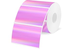 YEGAWEN 3x2 Inch Holographic Thermal Labels, Pink Thermal Sticker Labels, Rainbow Glitter Stickers for Price, Barcode, Mailing, Name, DIY Custom Logo Design, 200 Pcs/1 Roll