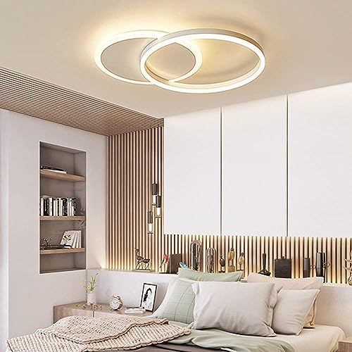 Moonm LED Ceiling Light 36 W, Dimmable LED Ceiling Light 3000 K-6000 K | bedroom chandelier with remote control, modern ceiling chandelier, aluminium, living room with two circles, ceiling lights