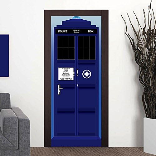 Nalichy London Police Box Door Wall Stickers Murals Decal, Funny Self-adhesive Waterproof Wallpaper Home Decor