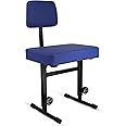 5 CORE Piano Bench Height Adjustable Keyboard Stool Heavy Duty Thick Padded Cushioned Seat with Backrest PNB B-Rest BLU