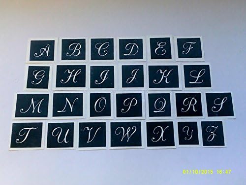50 x Alphabet A-Z capital small letters (1") mixed stencils for etching on glass present hobby gift etch glassware