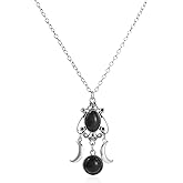 Gothic Moon Crystal Necklace for Women Vintage Punk Black Crescent Necklace Red Statement Gothic Jewelry Purple Halloween Costume Jewelry
