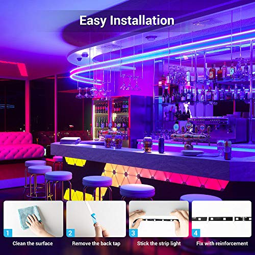 MustWin 40ft Led Strip Light 360 5050 LEDs Flexible Color Changing LED Lights with 44 Keys RF