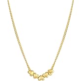 gorjana - Lou Heart Necklace 16"-18" - 18k Gold Plated Brass - Chain with Heart Charms- Spring Ring Closure - Everyday Elegance - Perfect for Gifting
