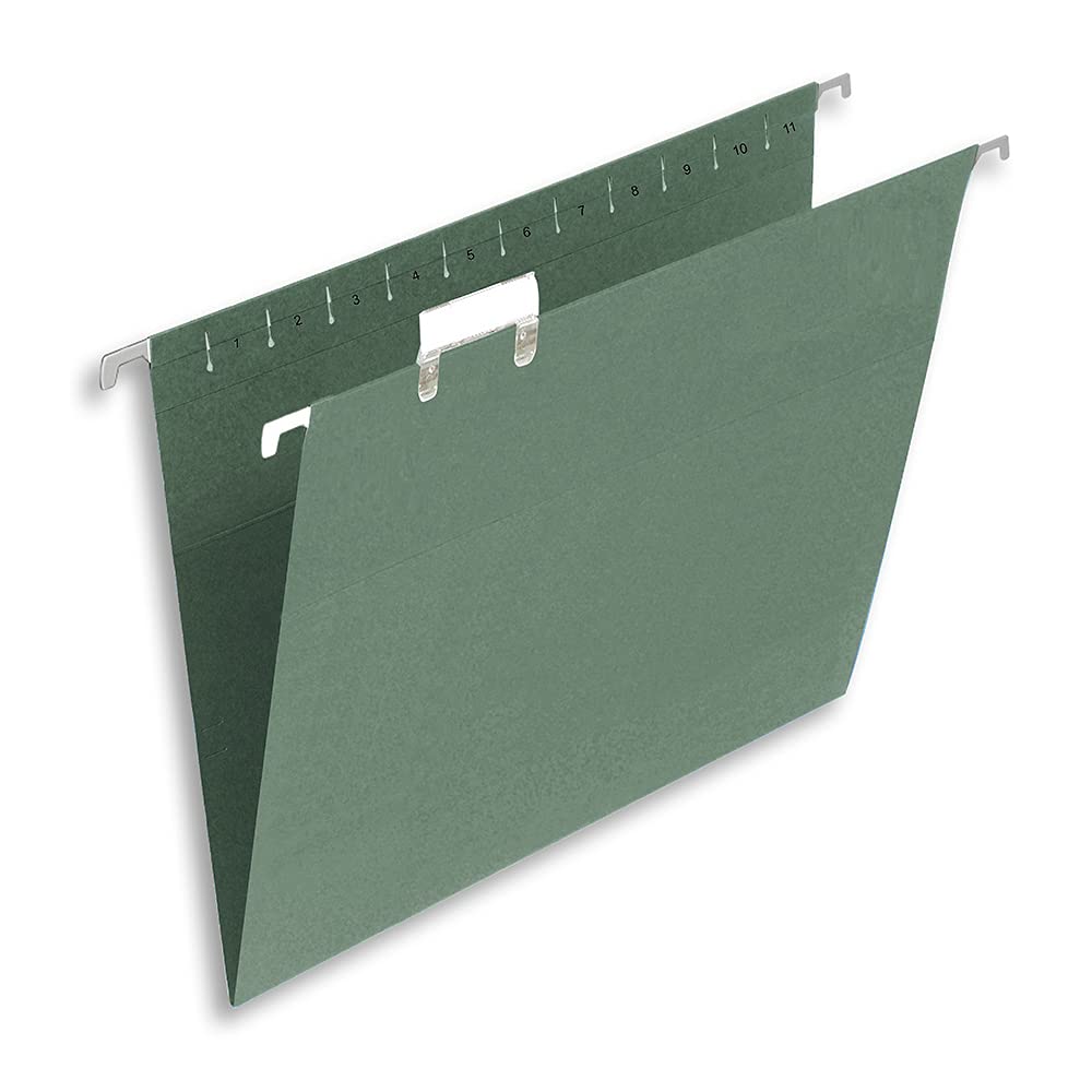 Summit Foolscap Tabbed Filing Cabinet Suspension Files, A4+, Green, Pack of 25