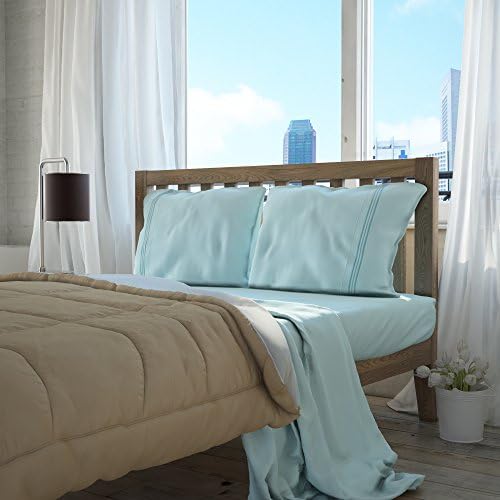 Setaluna Premier Soft and Silky Satina Bed Sheet Set, Twin, Light Blue