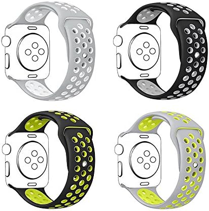 38mm iWatch Smart Watch Bands,4 Pack Soft Silicone ventilation Sport Band Replacement Wrist Strap for Apple Watch Nike+ and Apple Watch Series 1 Series 2 (38mm-4Pack-4 NK Small)