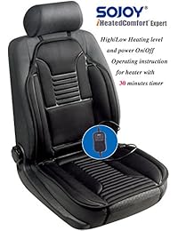 Calentador universal Sojoy SJ154A de 12 V para asiento de automóvil con selector de temperatura Alta Baja y temporizador de 30 minutos SJ0007 3 07   Color negro