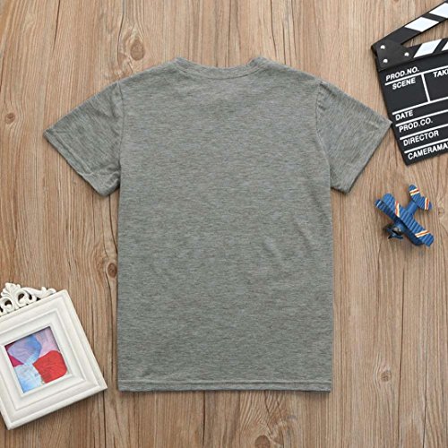 ®GBSELL Little Girls Boys Summer Clothes Cow Inside Letter Soft Tops Cute T-Shirt (Gray, 5T)