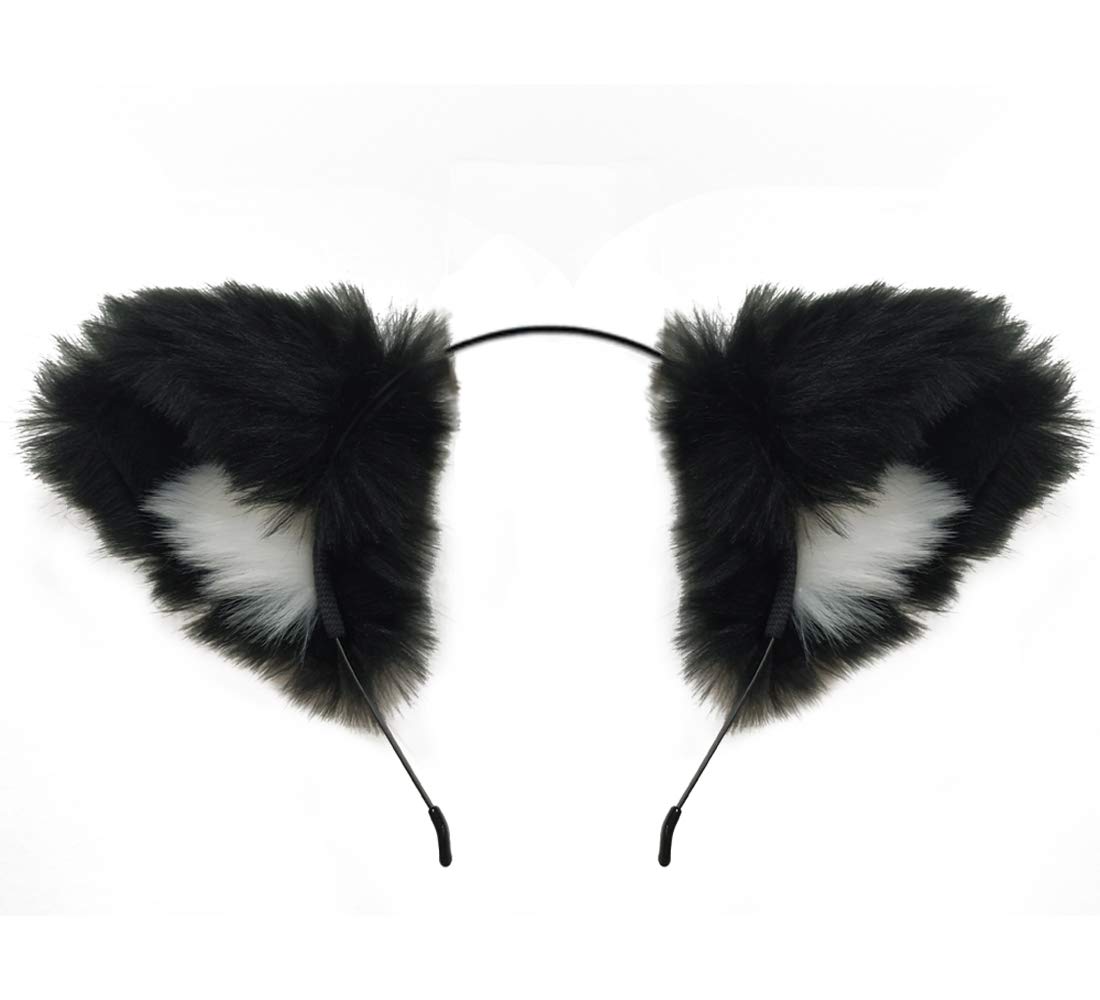 dressfan Cat Ear Headband Hair Hoop Womens Girls Hair Bands Cute Hair Accessories for Party Decoration Costume Dressing Parties (Black-White)