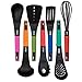 HULLR 7-Piece Kitchen Utensils Cooking Set - Spaghetti Server, Egg Whisk, Turner, Server, Soup Ladle, Solid & Slotted Spoon.