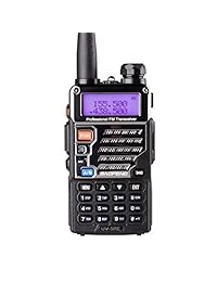 Baofeng UV 5RE Radio bidireccional Walkie Talkie UHF Radio VHF de correa dual136 174   400 480 MHz 128 canales Actualización mejorada Versión metálica Radio FM portátil de aficionado Transceptor portátil Negro
