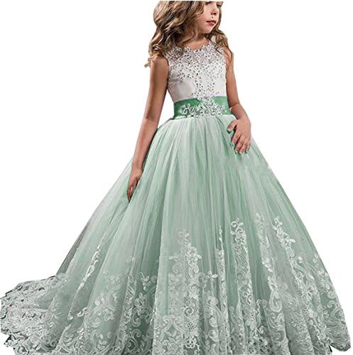 Aprildress Vintage Lace Flower Girl Dress Pageant First Communion Dresses Green
