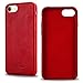 JISONCASE iPhone 7 Case Genuine Leather Hard Back Case Slim Fit Protective Cover Snap on Case for iPhone 7 [Red]-JS-IP7-02A30