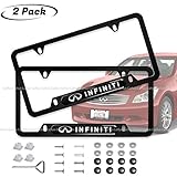 2pcs for Infiniti Front and Rear License Plate Frames,Newest 3D Matte Aluminum Alloy License Plate for Infiniti All Models,Personalize and Decorate for Infiniti License Plate Cover,Screw Caps Include