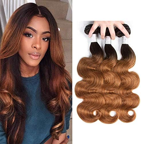 Ombre Virgin Hair Bundles T1B/30 Colored Hair Cheap Curly Hair 3 Bundles Ombre Body Wave Weave Peruvian Remy Hair Extensions Raw Wet And Wavy Human Hair Bundle Bulk 2 Tone Ombre Bundles 18 20 22 Inch