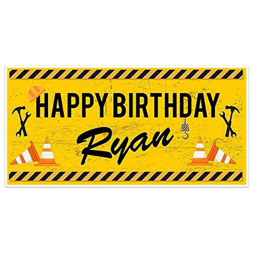 Amazon Com Construction Birthday Banner Party Decoration Backdrop