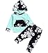 HAPPYMA Infant Toddler Baby Girl Sweatshirt Floral Hoodie Outfits Tops +Pants Clothes Set (Green, 18-24 Months)