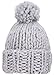 Arctic Paw Super Chunky Cable Knit Beanie Hat with Yarn Pompom Grey