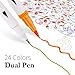 Reaeon Brush Marker Pens Dual Tips, Bullet Journal Fine Point Pen & Calligraphy Markers Set for Adult Coloring Books - 24 Colors Office School and Art Supplies