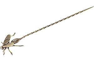 Luxshiny Vintage Brass Tea Needle - 6.57 Inch Teaware Cleaning Tool with Bee Shape Design for Tea Ceremony & Hair Clasp