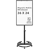 Mobile Whiteboard – 36 x 24 inches Portable Magnetic Dry Erase Board Stand Easel White Board Dry Erase Easel Standing Board w/Flipchart Hooks (Black)