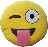 LeBeila New Emoji Pillow Big Smiley Happy Laughing Face Emoticon Cushion Prime 13 Inches Large Stuffed Throw Plush Pillow Soft Toy (32 CM, Tongue Out)