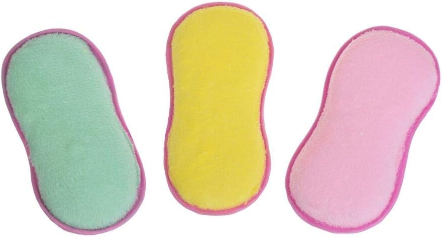 3PCS Antibacterial Kitchen Scouring Pads Double Sided Scrubbing Sponges Scourer Non Odor Dish Scrubber Brush, Superfine Fiber Dish Sponge for Non Stick Pans Pots Cookware (Random Color) (3PCS)