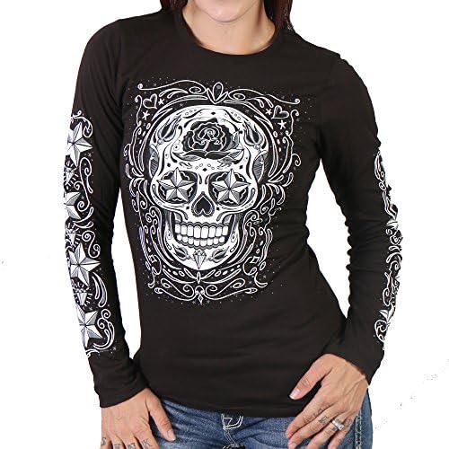 Hot Leathers Sugar Skull Long Sleeve Shirt