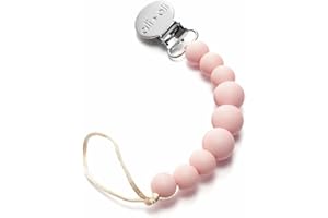 Ali+Oli Silicone Pacifier Clip for Baby (Pink) 100% Food-Grade BPA Free Newborn Pacifier Holder Infant Binky Clip for Baby Boy or Girl