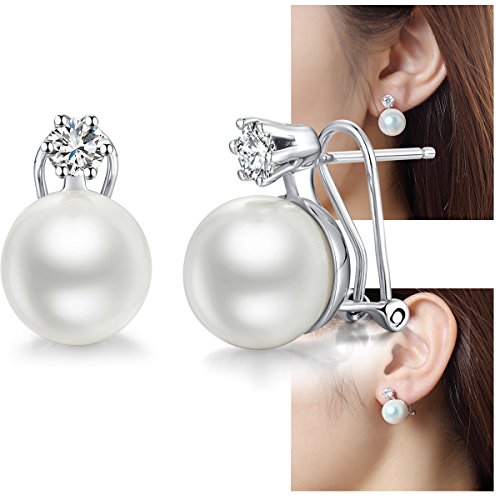 Pearl earrings,women fashion pearl dangle earrings,ster…