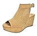 TOETOS Women's Sandro Mid Heel Platform Wedges Sandals
