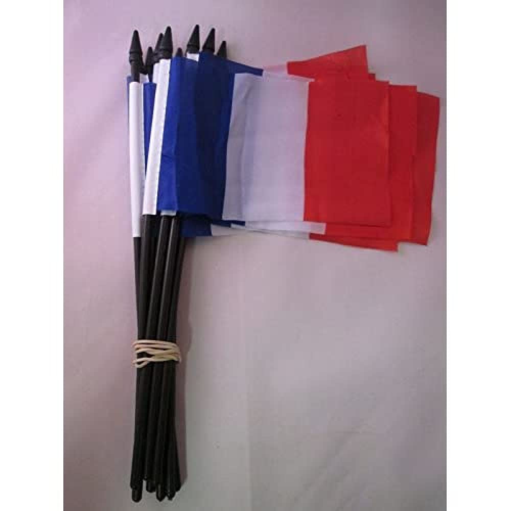 AZ FLAG FRANCE FLAG 4'' x 6'' black stick - FRENCH FLAGS 10 x 15 cm - Light Polyester